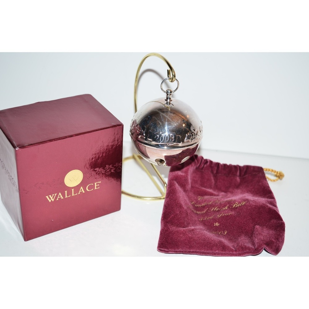 Wallace Silversmiths 2003  Annual Silver Plated Sleigh Bell Ornament in box